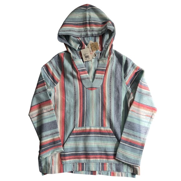 Faherty Baja Poncho Hoodie Striped Sierra Paradise Organic Cotton Women's M - Picture 1 of 6